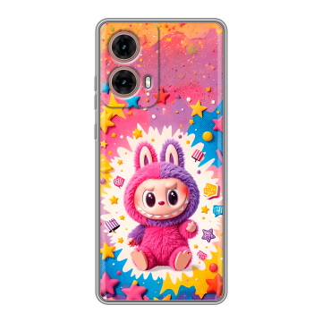 Силиконовый чехол на Motorola Moto G85 с принтом Labubu Лабубу