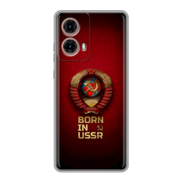 Силиконовый чехол на Motorola Moto G85 с принтом Флаг Герб СССР