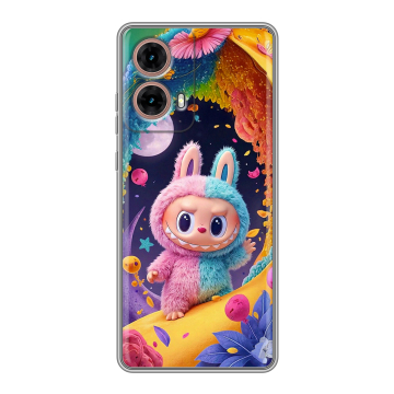 Силиконовый чехол на Motorola Moto G85 с принтом Labubu Лабубу