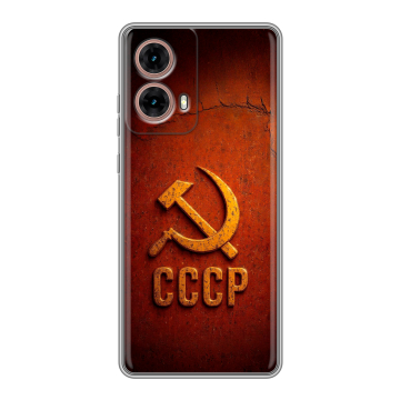 Силиконовый чехол на Motorola Moto G85 с принтом Флаг Герб СССР