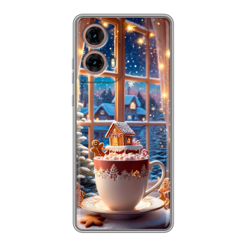 Силиконовый чехол на Motorola Moto G85 с принтом Новый год