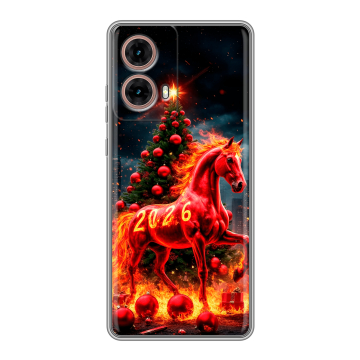 Силиконовый чехол на Motorola Moto G85 с принтом Новый год