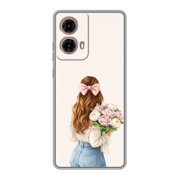 Силиконовый чехол на Motorola Moto G85 с принтом женский