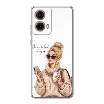 Силиконовый чехол на Motorola Moto G85 с принтом женский