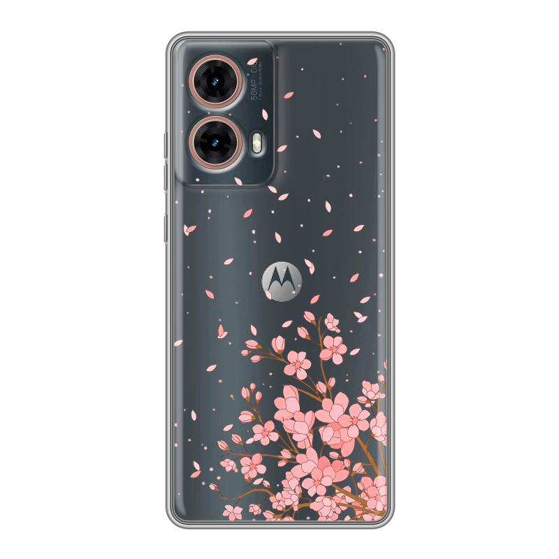 Силиконовый чехол на Motorola Moto G85 с принтом Ветка сакуры Силиконовый чехол на Motorola Moto G85 с принтом Ветка сакуры