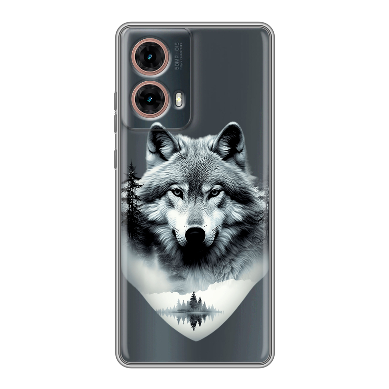 Силиконовый чехол на Motorola Moto G85 с принтом Волк в лесу Силиконовый чехол на Motorola Moto G85 с принтом Волк в лесу