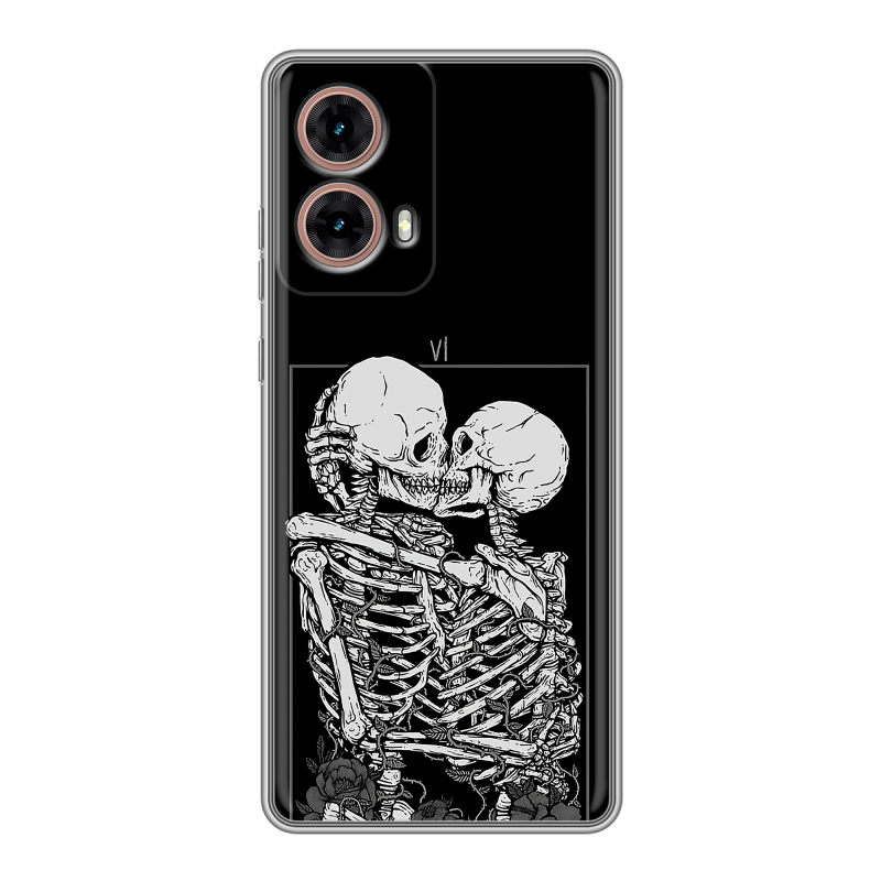 Силиконовый чехол на Motorola Moto G85 с принтом Поцелуй скелетов Силиконовый чехол на Motorola Moto G85 с принтом Поцелуй скелетов