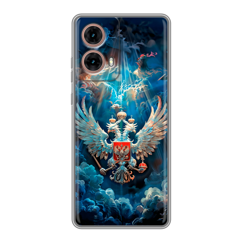 Силиконовый чехол на Motorola Moto G85 с принтом Герб флаг России Силиконовый чехол на Motorola Moto G85 с принтом Герб флаг России