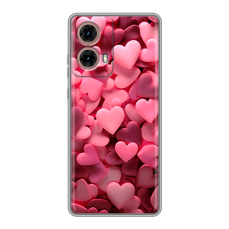 Силиконовый чехол на Motorola Moto G85 с принтом розовые сердечки Силиконовый чехол на Motorola Moto G85 с принтом розовые сердечки