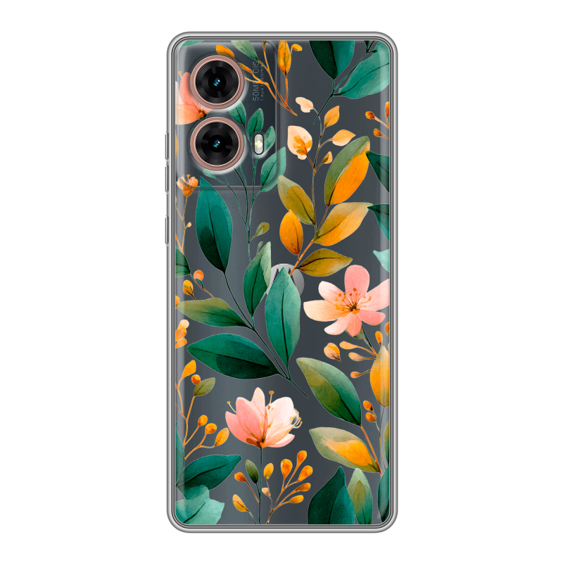Силиконовый чехол на Motorola Moto G85 с принтом Цветы паттерн Силиконовый чехол на Motorola Moto G85 с принтом Цветы паттерн