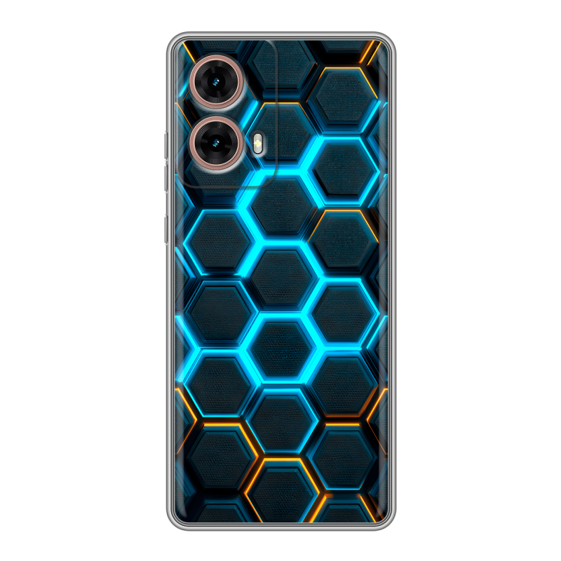 Силиконовый чехол на Motorola Moto G85 с принтом Неоновые соты Силиконовый чехол на Motorola Moto G85 с принтом Неоновые соты