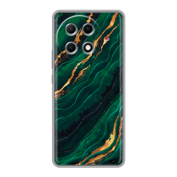 Силиконовый чехол на Tecno Camon 30S Pro с принтом Мрамор зеленое золото