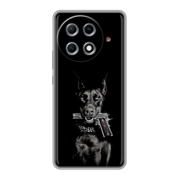 Силиконовый чехол на Tecno Camon 30S Pro с принтом Доберман и пистолет