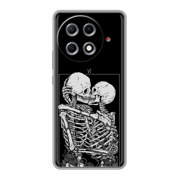 Силиконовый чехол на Tecno Camon 30S Pro с принтом Поцелуй скелетов