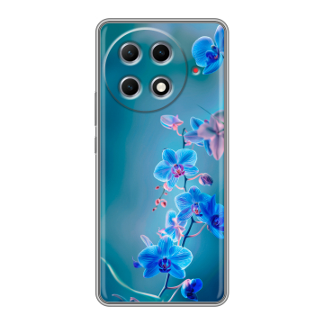 Силиконовый чехол на Tecno Camon 30S Pro с принтом Голубые цветы