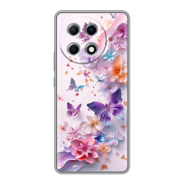 Силиконовый чехол на Tecno Camon 30S Pro с принтом цветы бабочки Силиконовый чехол на Tecno Camon 30S Pro с принтом цветы бабочки