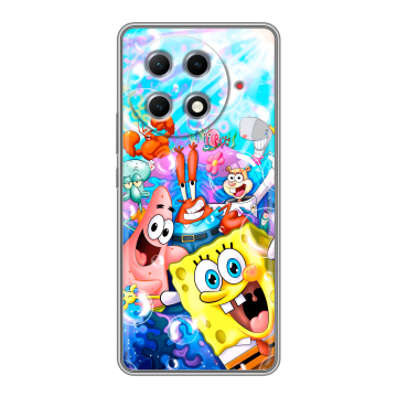 Силиконовый чехол на Tecno Camon 30S Pro с принтом спанчбоб спанч боб