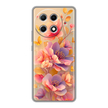 Силиконовый чехол на Tecno Camon 30S Pro с принтом Цветы и бабочки Силиконовый чехол на Tecno Camon 30S Pro с принтом Цветы и бабочки