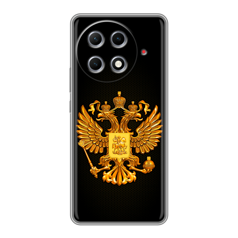 Силиконовый чехол на Tecno Camon 30S Pro с принтом Герб России желтый Силиконовый чехол на Tecno Camon 30S Pro с принтом Герб России желтый