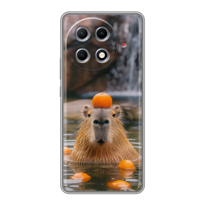 Силиконовый чехол на Tecno Camon 30S Pro с принтом Капибара с апельсином Силиконовый чехол на Tecno Camon 30S Pro с принтом Капибара с апельсином