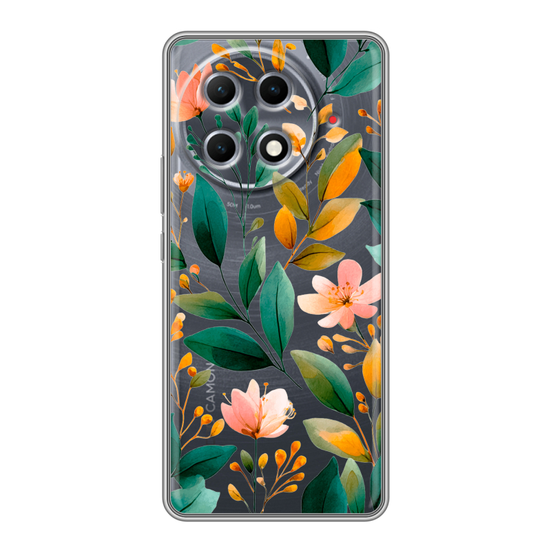 Силиконовый чехол на Tecno Camon 30S Pro с принтом Цветы паттерн Силиконовый чехол на Tecno Camon 30S Pro с принтом Цветы паттерн