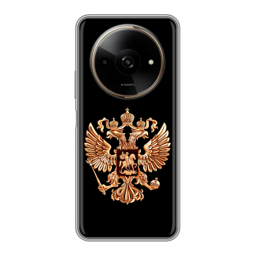 Силиконовый чехол на Poco C61 с принтом Герб России золотой Силиконовый чехол на Poco C61 с принтом Герб России золотой