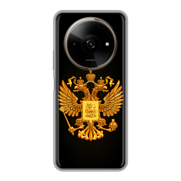 Силиконовый чехол на Poco C61 с принтом Герб России желтый