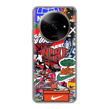 Силиконовый чехол на Poco C61 с принтом Найк Nike яркий