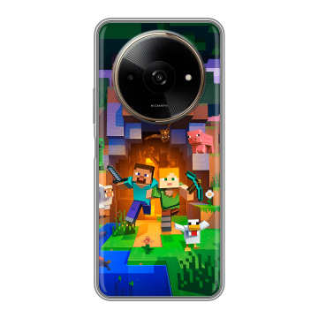 Силиконовый чехол на Poco C61 с принтом Майнкрафт Minecraft Силиконовый чехол на Poco C61 с принтом Майнкрафт Minecraft