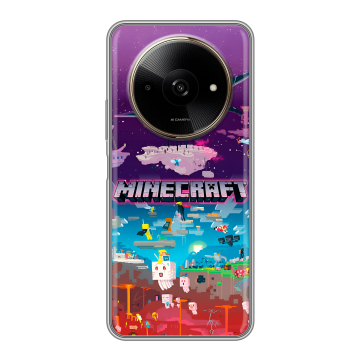 Силиконовый чехол на Poco C61 с принтом Майнкрафт Minecraft