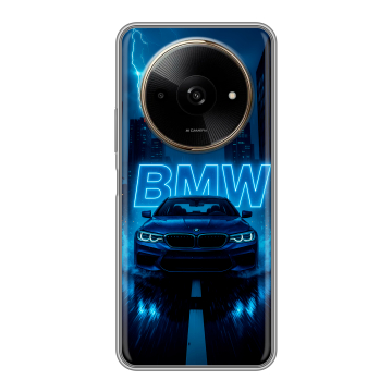 Силиконовый чехол на Poco C61 с принтом BMW БМВ