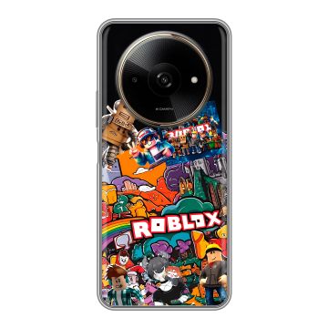 Силиконовый чехол на Poco C61 с принтом Roblox Роблокс