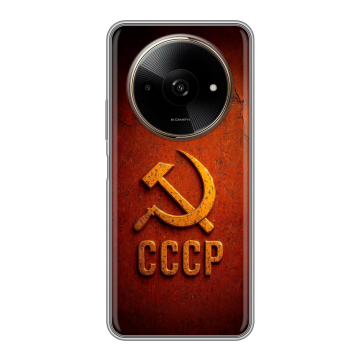 Силиконовый чехол на Poco C61 с принтом Флаг Герб СССР