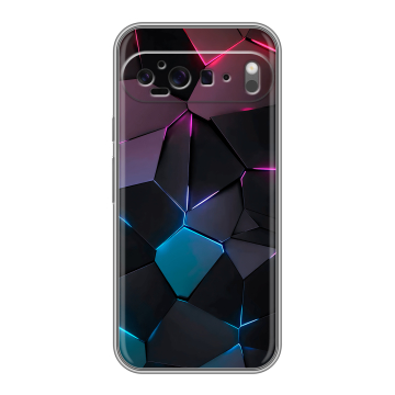 Силиконовый чехол на Google Pixel 9 Pro XL с принтом Геометрия неона