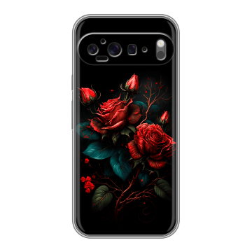 Силиконовый чехол на Google Pixel 9 Pro XL с принтом Розы красные