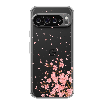 Силиконовый чехол на Google Pixel 9 Pro XL с принтом Ветка сакуры