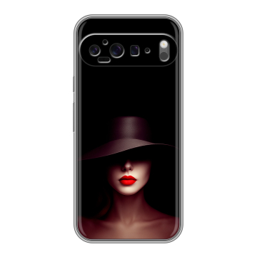 Силиконовый чехол на Google Pixel 9 Pro XL с принтом Девушка в шляпе