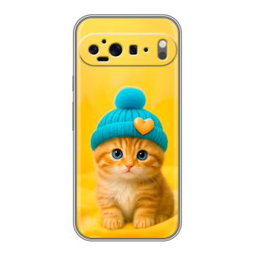 Силиконовый чехол на Google Pixel 9 Pro XL с принтом Котенок в шапке