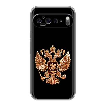 Силиконовый чехол на Google Pixel 9 Pro XL с принтом Герб России золотой Силиконовый чехол на Google Pixel 9 Pro XL с принтом Герб России золотой