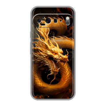 Силиконовый чехол на Google Pixel 9 Pro XL с принтом Золотой дракон Силиконовый чехол на Google Pixel 9 Pro XL с принтом Золотой дракон