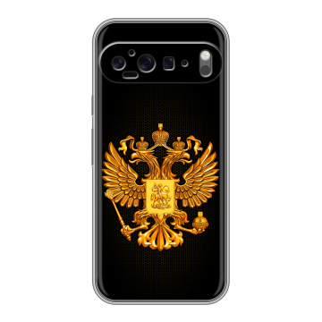 Силиконовый чехол на Google Pixel 9 Pro XL с принтом Герб России желтый