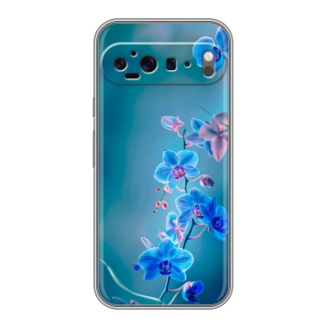 Силиконовый чехол на Google Pixel 9 Pro XL с принтом Голубые цветы