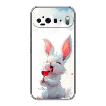 Силиконовый чехол на Google Pixel 9 Pro XL с принтом кролик зайчик