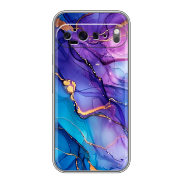 Силиконовый чехол на Google Pixel 9 Pro XL с принтом синий мрамор