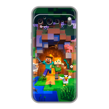Силиконовый чехол на Google Pixel 9 Pro XL с принтом Майнкрафт Minecraft Силиконовый чехол на Google Pixel 9 Pro XL с принтом Майнкрафт Minecraft