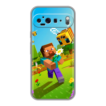 Силиконовый чехол на Google Pixel 9 Pro XL с принтом Майнкрафт Minecraft