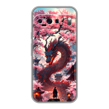Силиконовый чехол на Google Pixel 9 Pro XL с принтом Дракон Японский