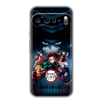 Силиконовый чехол на Google Pixel 9 Pro XL с принтом Demon Slayer Клинок рассекающий демонов