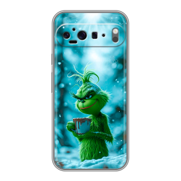 Силиконовый чехол на Google Pixel 9 Pro XL с принтом Новый год гринч
