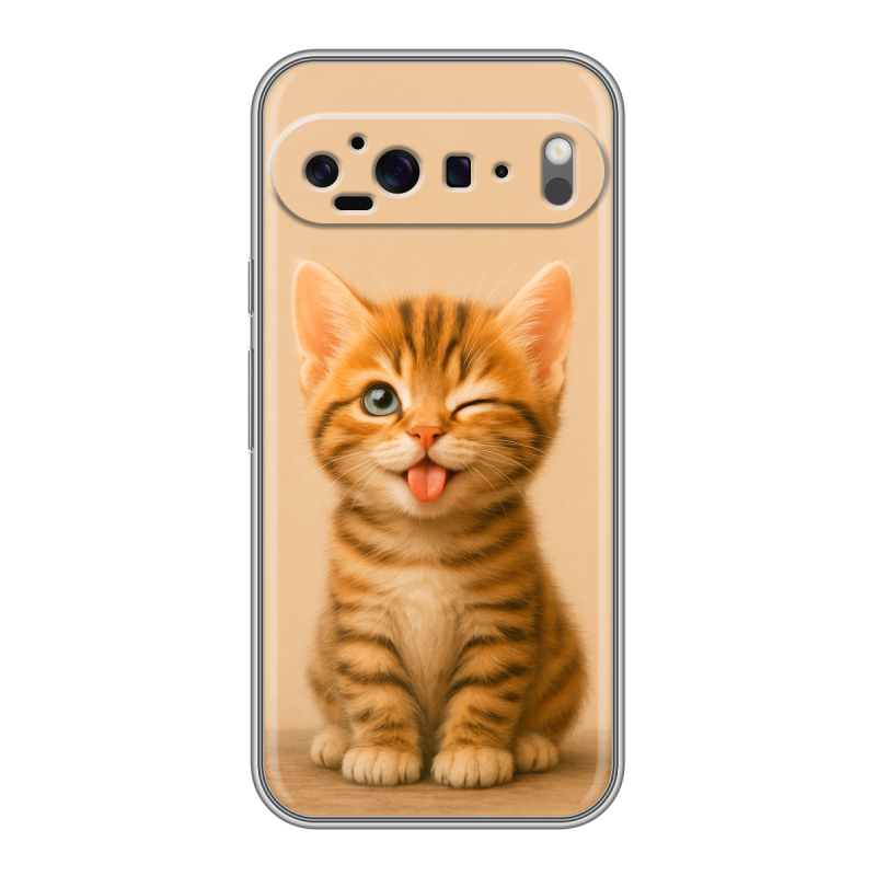 Силиконовый чехол на Google Pixel 9 Pro XL с принтом котенок Силиконовый чехол на Google Pixel 9 Pro XL с принтом котенок